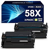 58X CF258X 10000 Pages Toner Cartridge Black (with Chip) Compatible Replacement for HP CF258X 58X 58A CF258A High Yield MFP M428fdw M428fdn M428dw M404 M428 Pro M404n M404dn M404dw Printer, 2-Pack
