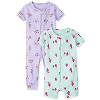 The Children's Place baby girls Koala Strawberry Snug Fit Cotton Zip Front One Piece Pajama 2 Pack