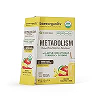 BareOrganics On-The-Go Metabolism Superfood Water Enhancer, Organic Water Enhancer, Lemon Flavored Water, Set of 5 Packets