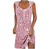 Summer Dresses for Women Trendy Cami Tank Dress Casual V Neck Sleeveless Beach Sundress Cute Heart Print Tunic Dresses