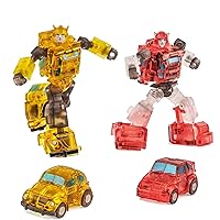 KO Version Transforming Bumblebee/Glodbug and Cliffjumper H25T &H26T Toy Set Transparent Autobots Playset Small Scale Model Robot Action Figure