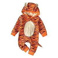 Spooktacular Child Orange Tiger Hooded Tail Costume For Halloween Dress Up Party 12 to 18 Month Boy