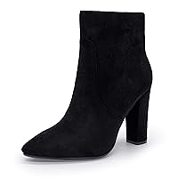 IDIFU Women's Fashion Ankle Boots Comfy Pointed Toe High Heels Side Zipper Booties