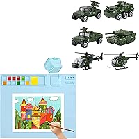 Hautton Diecast Military Toy Vehicles Bundle with Silicone Craft Mat