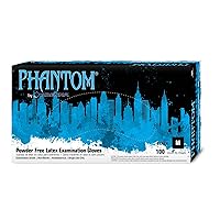 PHM915 Phantom 6 mil Powder-Free Latex Gloves, Medical Grade, Black, Medium, Box of 100