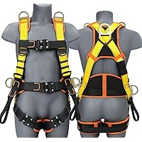 Safety Harness Fall Protection Upgrade 4 Quick Buckles Construction Full Body Harness with 6 Adjustment D-ring