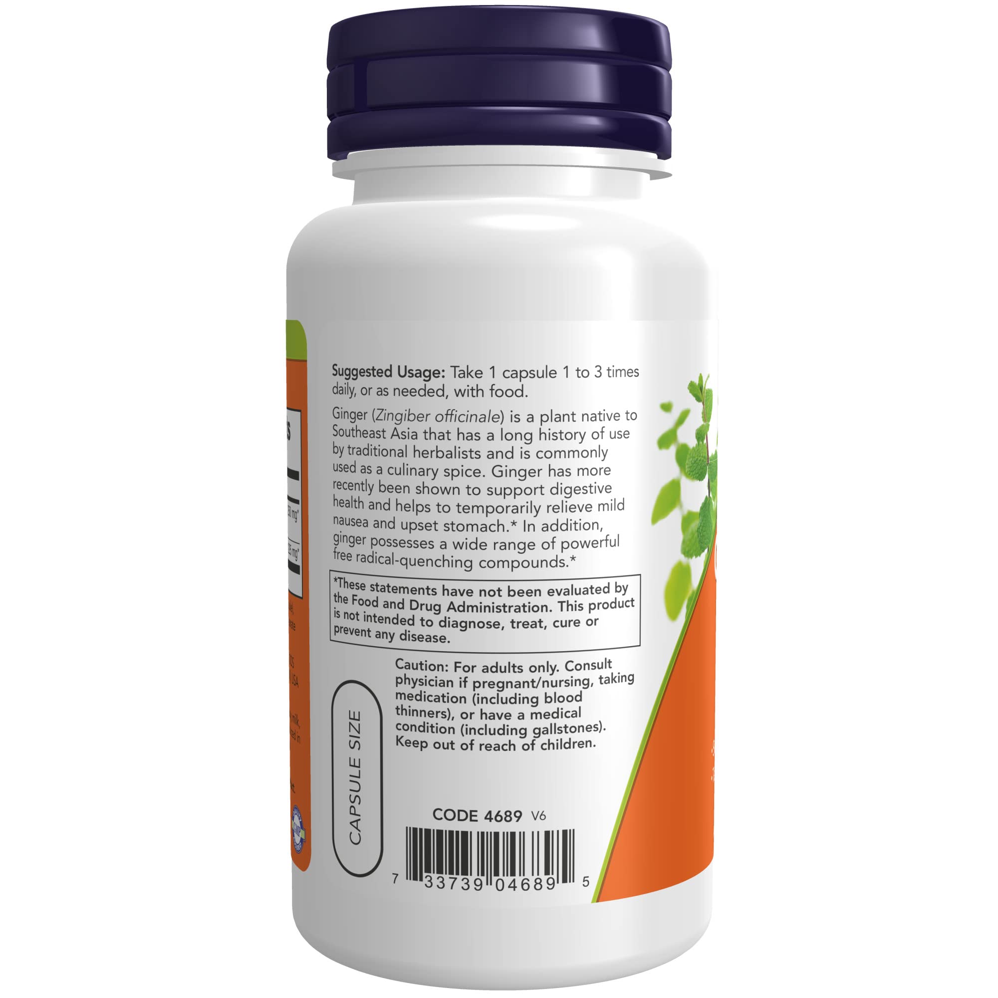 NOW Supplements, Ginger Root Extract 250 mg, Temporary Relief of Upset Stomach*, Digestive Support*, 90 Veg Capsules