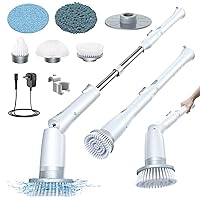 LABIGO Electric Spin Scrubber LA3 Pro, Cordless Bathroom Scrubber with 5 Replacement Head, 3 Adjustable Angle, Household Power Cleaning Brush with Extension Arm for Bathtub Window Car Grout Tile Floor