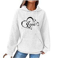 Womens Hoodies Fashion Funny Graphic Sweatshirts Drawstring Casual Pullover Tops Valentines Day Love Heart Shirts