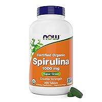 Foods Organic Spirulina 1000mg Tablets - 300 Count - Non-GMO, Super Green Whole Food Supplement - Double Strength 1000 mg - Naturally Occurring Beta-Carotene (VIT A), B-12 and GLA