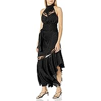 Women's Amourphous High Neck Assymetrical Maxi Dress