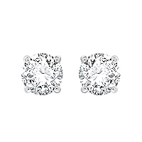 Gilded 3/4 ct. T.W. Round Lab Diamond (SI1-SI2 Clarity, F-G Color) and 10K White Gold Stud Earrings