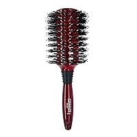 Mini Monster Vent 3 Poly-Tipped Professional Hair Brush (3.5” Diameter Barrel) - Vented Blowout Hairbrush with Nylon Reinforced Boar Hair Bristles, Beech Wood Handle with Rubber Grip