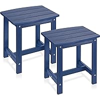Y&M Outdoor Side Table, HIPS Adirondack Small Single Table, Waterproof Square Outside Table, Balcony Modern End Tables for Patio, Pool, Beach, Porch, Deck, Indoor or Outdoor Use (Navy Blue, 2 Pack)