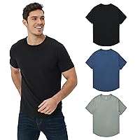 Men's Ultra Soft Bamboo Viscose T-Shirt Curve Hem Lightweight Cooling Short/Long Sleeve Casual Basic Tee Shirt