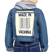 Made in Vachina Toddler Hooded Denim Jacket - Art Print Jean Jacket - Funny Denim Jacket for Kids