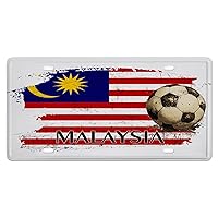 Football Theme Malaysia Front License Plate Cover Home Wall Automobile Bar Garage Man Cave Decoration Balls Sport Game Day Universal Metal Car Plate Aluminum Metal Tag for Women Men 6x12 Inch