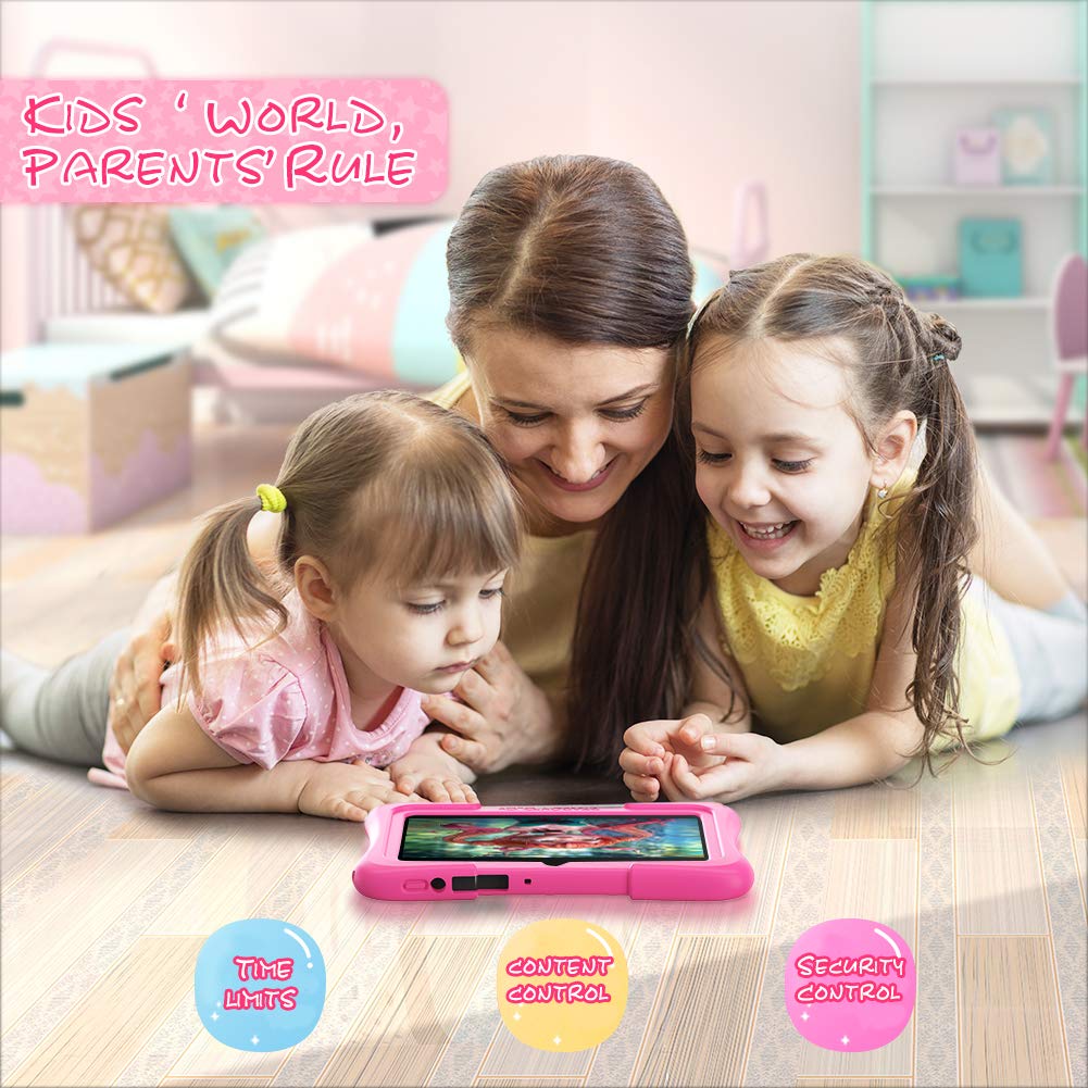 Dragon Touch Y88X Pro 7 inch Kids Tablets, 2GB RAM 16GB ROM, Android 9.0 pie Tablet, Kidoz Pre-Installed with Kid-Proof Case (Pink)