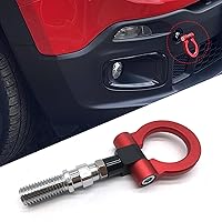 1 PC Car Front Bumper Tow Hook, Aluminum Bumper Pull Ring, Trailer Ring Replacement, Racing Recovery Hook, Screw-on Vehicle Modification Kit, Universal for Most Cars, Trucks, Trailers (Red)
