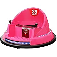 ROOMTEC Bumper Car for Toddlers 1-3, 6V Toddler Bumper Car with Remote Control, Safety Certified, Flashing Lights Music & 360 Degree Spin for Birthday Gift(Pink)