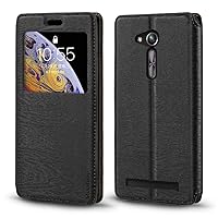 Asus Zenfone GO ZB452KG Case, Wood Grain Leather Case with Card Holder and Window, Magnetic Flip Cover for Asus Zenfone GO ZB452KG