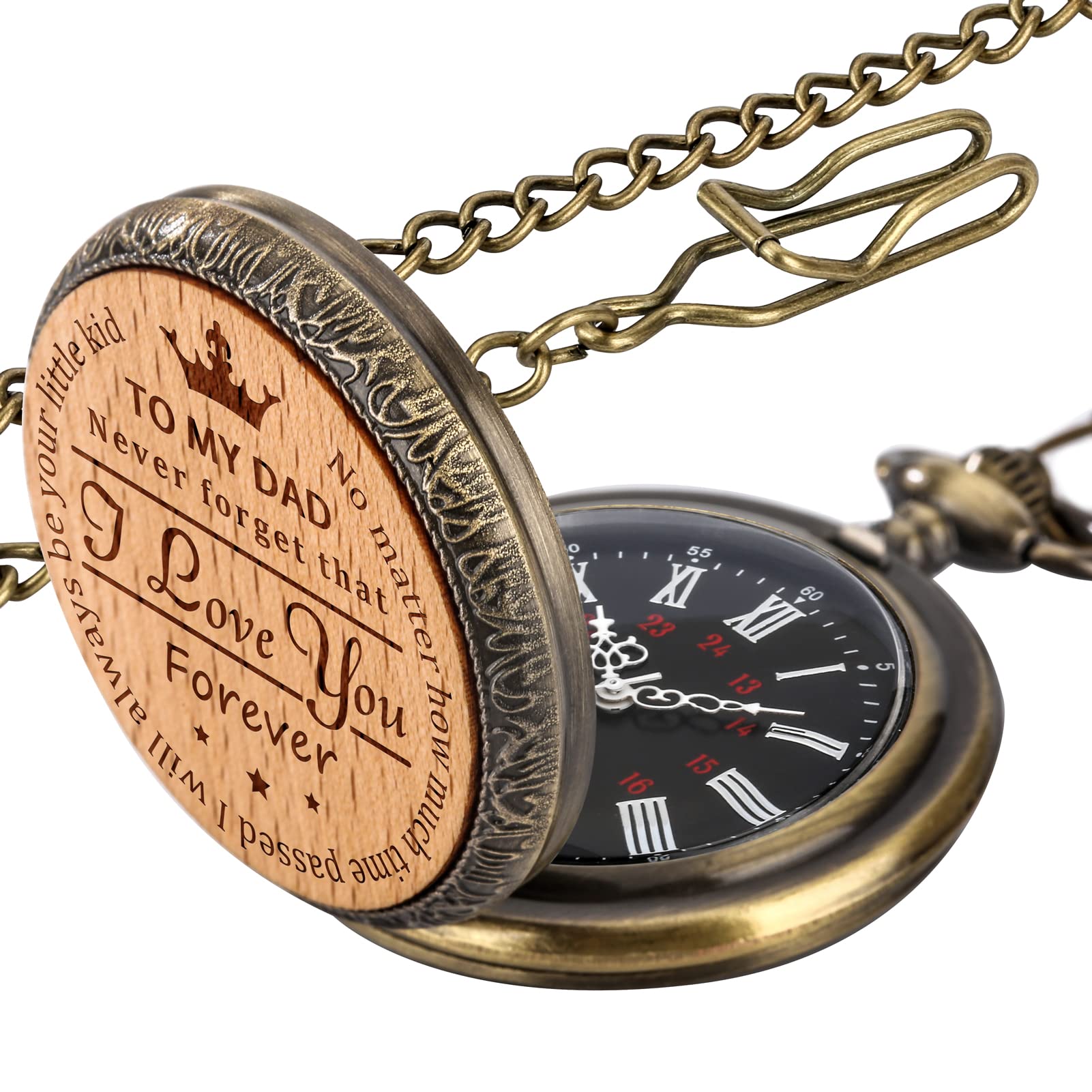 YISUYA Engraved Antique Personalized Pocket Watch and Chain Steampunk Fob Vintage Pocket Watches for Men Souvenirs Birthday Gifts for Men, to My Dad, to My Son