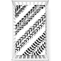 Dirt Bike Themed Fitted Crib Sheet,Standard Crib Mattress Fitted Sheet Soft Toddler Mattress Sheet Fitted - Baby Sheet for Boys Girls,28“ x52“,Black and White