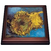 3dRose Two Cut Sunflowers by Vincent Van Gogh Trivet with Ceramic Tile, 8 by 8