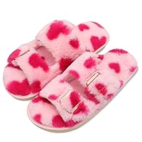Besroad Womens Open Toe Fuzzy Fluffy House Slippers Cozy Memory Foam Bedroom Slippers Plush Slip On Breathable Sandals Indoor Outdoor Slide Shoes