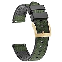 20mm 22mm Waterproof Nylon and FKM/FPM Rubber Watch Band - Silver/Black/Rose Gold/Gold Buckle - Quick Release Replacement Watch Strap For Men Women
