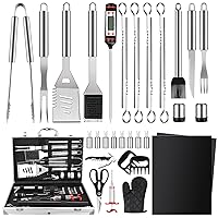 36Pcs Heavy Duty Grilling Accessories Kit, Grilling Gifts for Men Dad Birthday Gift, Stainless Steel Grill Tools Accessories with Aluminum Case for Backyard BBQ, Outdoor Camping Grill Set
