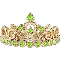 14K Yellow Gold Peridot Crown Ring