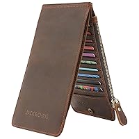 Jack&Chris Leather Multi Card Organizer Wallet Credit Card Holder Thin Wallet with Zipper Pocket
