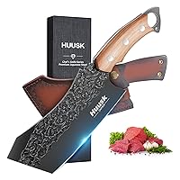 Meat Cleaver Knife with Sheath, Forged Full Tang Butcher Knife for Meat Cutting Black Viking Knife for Vegetables Cooking Knife for BBQ Camping Outdoor Thanksgiving Christmas Gift