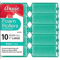 Annie Classic Foam Cushion Rollers #1053, 10 Count Green Large 1 Inch