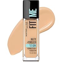 Fit Me Matte + Poreless Liquid Oil-Free Foundation Makeup, Natural Beige, 1 Count (Packaging May Vary)