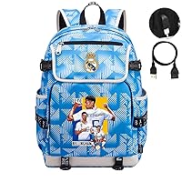 Large Capacity Daypack Canvas University Backpack-Jude Bellingham Water Resistant Knapsack with USB Charging Port