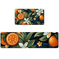 Set of 2 Orange Kitchen Rugs Non Skid Kitchen Mats for Floor Cushioned Anti Fatigue Kitchen Floor Mats Comfort Mats for Standing Sink Laundry
