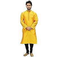 Designer Indian Ethnic Men's Kurta Pyjama Long Dupion Shirt