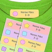 50 Personalized Iron-On Labels for Kids Clothes Marking - Iron on Stickers - Washer & Dryer Resistant - Size 6 x 2 cm (FORMAS)