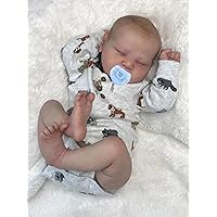 Reborn Baby Dolls Boy 19 inch Sleeping Bebe Reborn Silicone Realistic Newborn Size Babies Doll Soft Body Looking Real Life Cute Handmade Toddler Girl Birthday Gifts