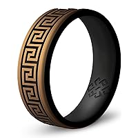Knot Theory Greek Key Silicone Ring for Men and Women - Silicone Wedding Band for Sports Activities, Breathable Comfort Fit 6mm Bandwidth