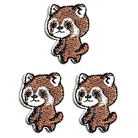 Kleenplus 3Pcs. Mini Red Panda Embroidered Patch Fabric Sticker Kids Cartoon Iron On Sew On Souvenir Gift Patches Logo Clothe Jeans Jackets Hats Backpacks Shirts Accessories