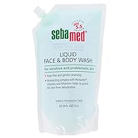 Sebamed Liquid Face and Body Wash Refill Bag for Sensitive and Delicate Skin pH 5.5 Ultra Mild Dermatologist Recommended Cleanser 33.8 Fluid Ounces (1 Liter Pouch)