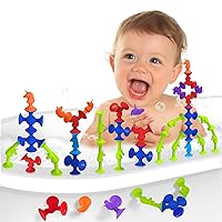 Suction Cup Bath Toys for Toddlers,25 pcs Sensory Suction Bath Time Toys for Toddlers 1 2 3 4 5 6+Years Old,No Hole Bath Toys for Boys Girls Birthday,Party,Thanksgiving Day Toys Gifts