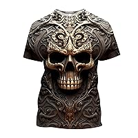 3D Skull T Shirt Halloween 3D Printed Funny T Shirts 3D Graphic Skull T-Shirts for Men Funny Printed