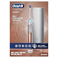 Oral-B 7500 Electric Toothbrush, Rose Gold with 4 Brush Heads and Travel Case - Visible Pressure Sensor to Protect Gums - 5 Cleaning Modes - 2 Minute Timer