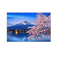ZHJLUT Posters Mount Fuji, Japan And Cherry Blossom Trees Art Print Wall Decor Poster (7) Canvas Art Poster And Wall Art Picture Print Modern Family Bedroom Decor 12x18inch(30x45cm) Unframe-style