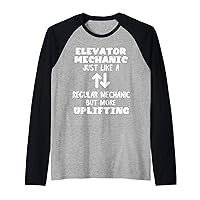 Elevator Mechanic Like A Regular Mechanic But More Uplifting Raglan Baseball Tee