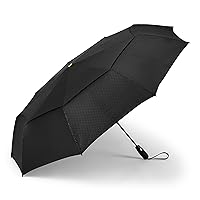 ShedRain Vortex Automatic Jumbo Compact Folding Windproof Travel Umbrella – Push Button Open & Close - Rain & Windproof Vented Double Canopy – Protect from Rain, Sun & Wind - Wind Tunnel Tested to 75 mph